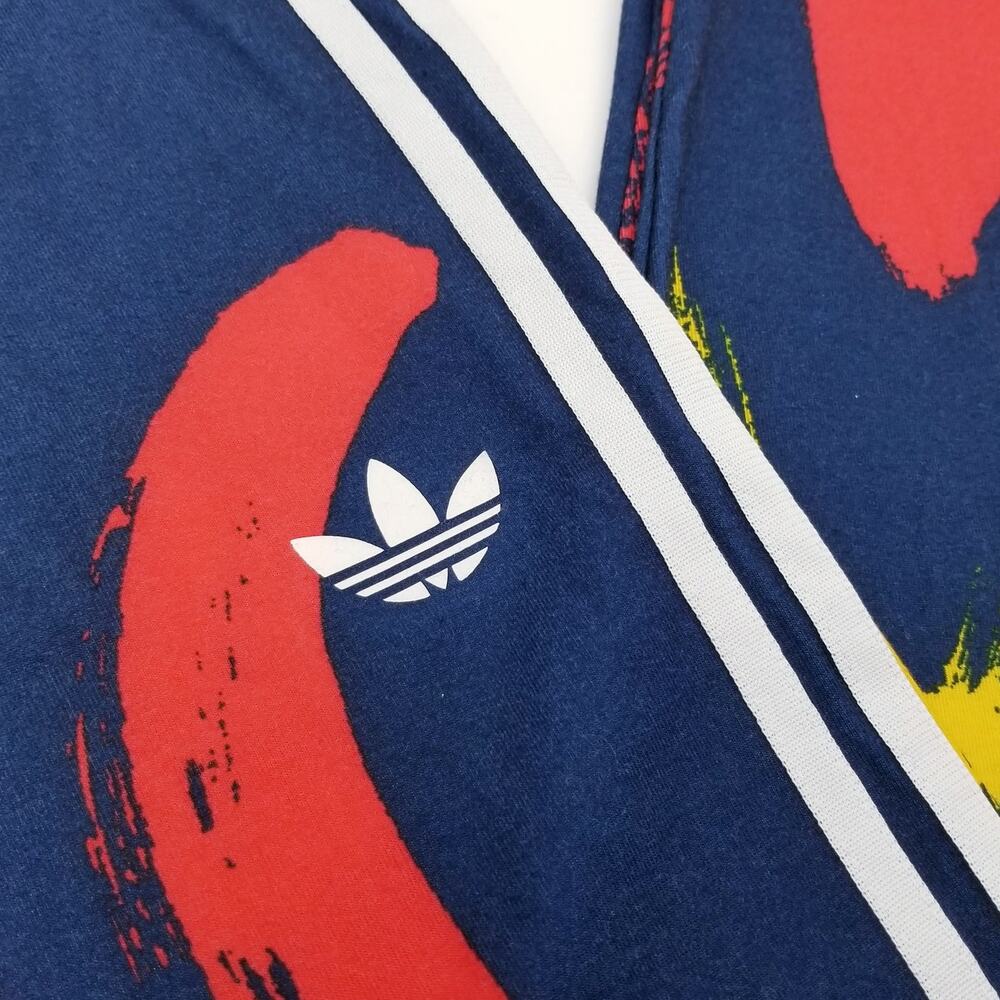 ADIDAS Paris Graphic Print Three Stripe Leggings Navy Red Yellow - Medium - Picture 8 of 12